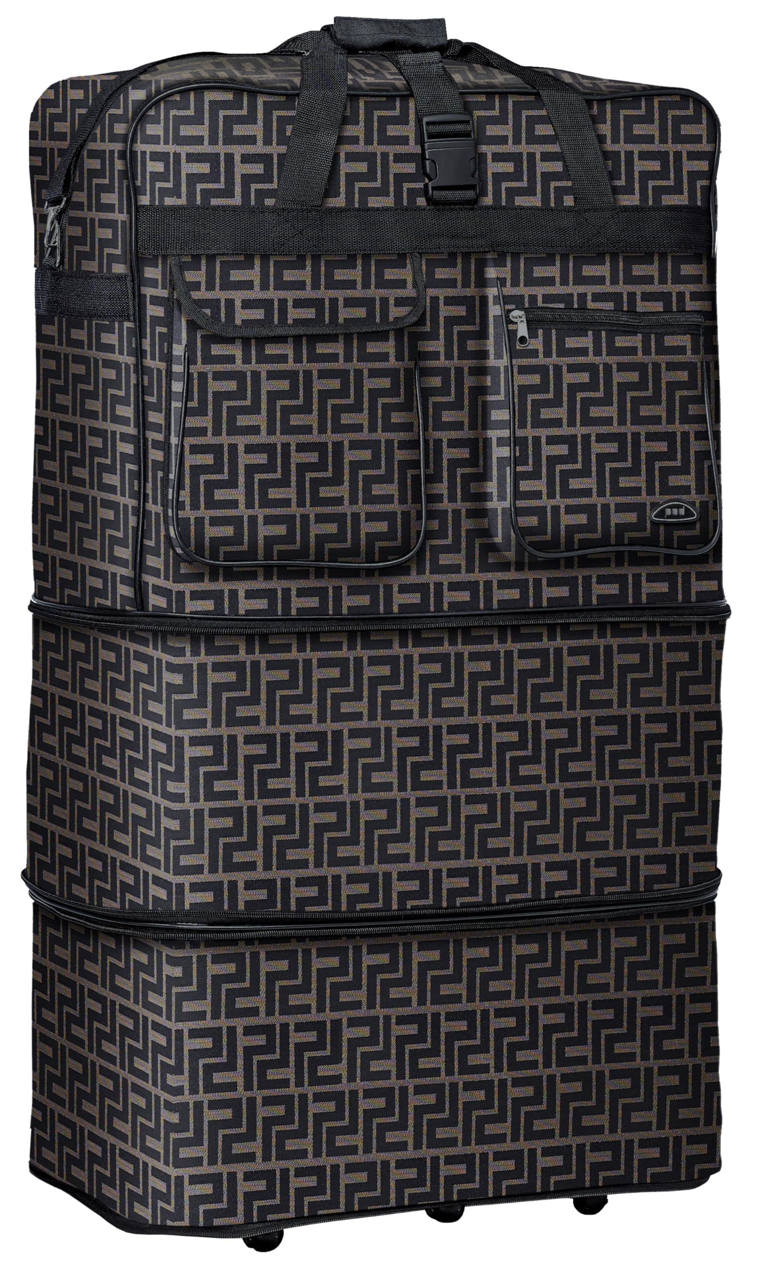 Pod 30" / 36" / 40" Expandable Rolling Wheeled Duffle bag Spinner Luggage suitcase (Coffee, 40-inch)