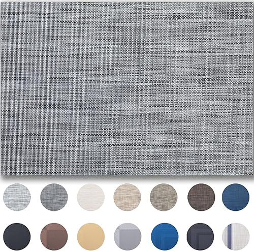 Miniatura 13 de Juego de 4 manteles individuales de vinilo tejido fácil de limpiar para mesa de comedor, interiores y exteriores, manteles individuales de PVC