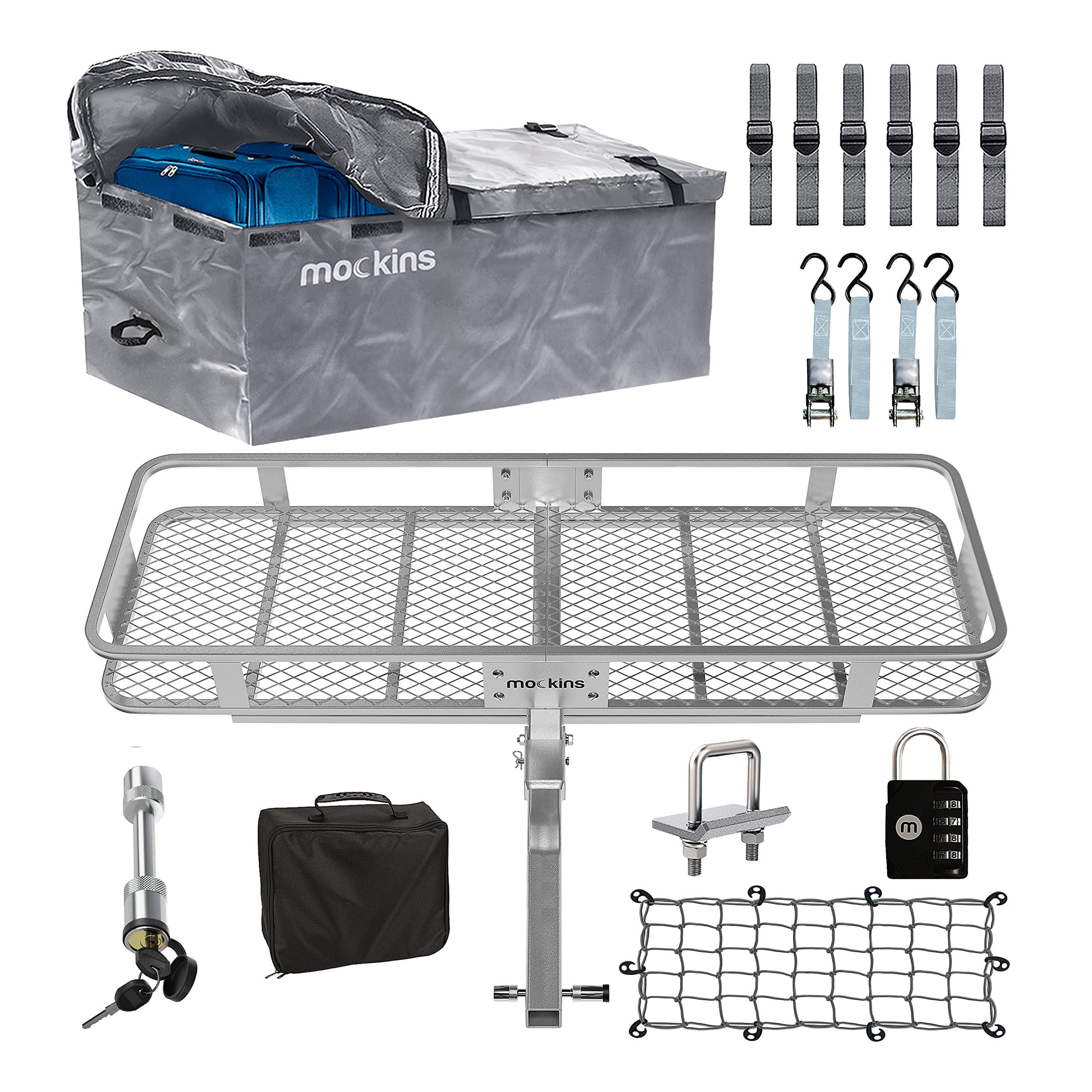 Buy Mockins 60"x20"x6" Gray Folding Cargo Carrier Hitch 500 lb Capacity Hitch Rack with