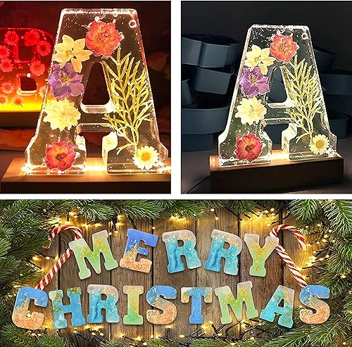 Miniatura 5 de Molde de silicona grande de resina epoxi, molde de símbolo de letra mayúscula 3D de 7 pulgadas, molde de fundición de epoxi para letreros de