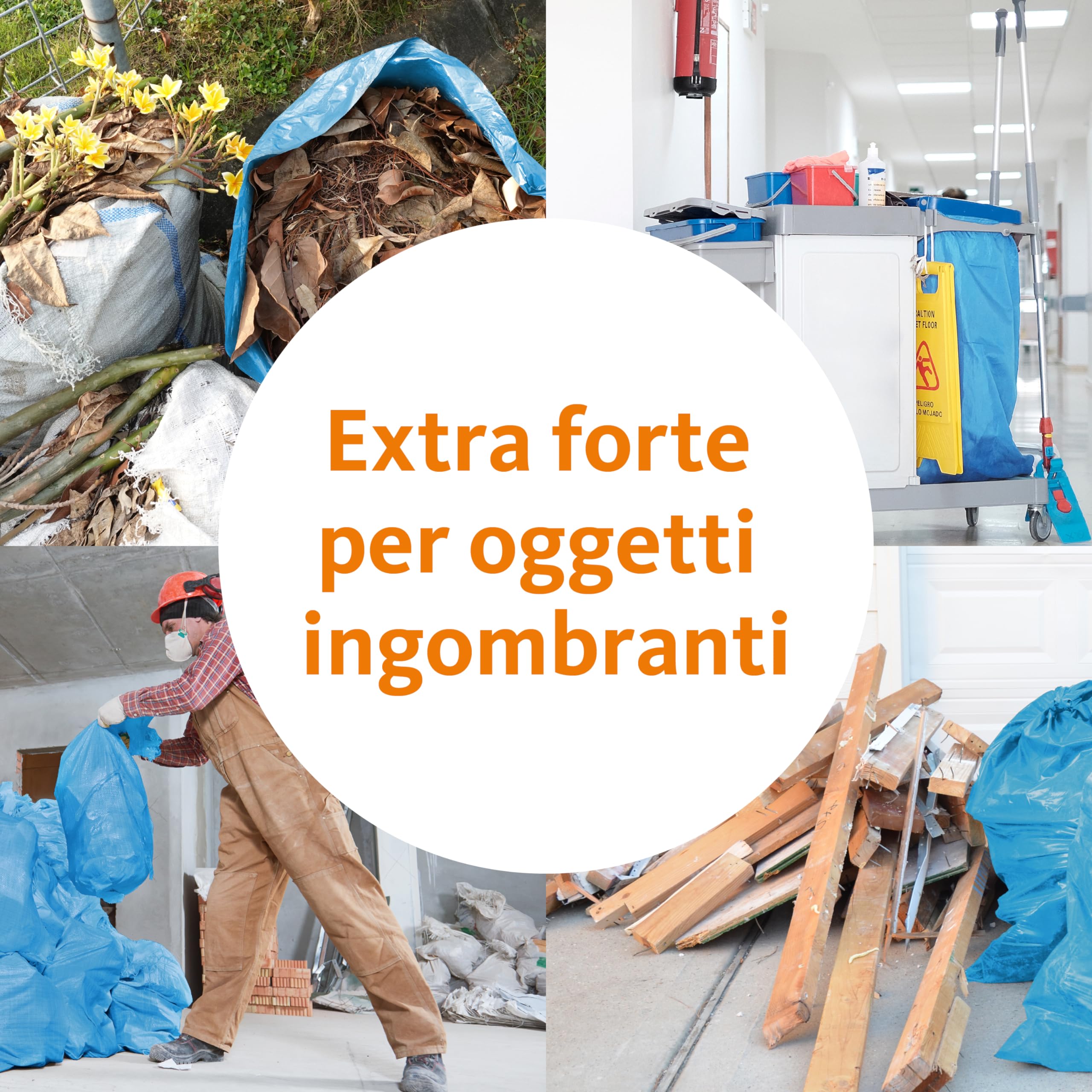 DEISS Sacchi Rifiuti 240 L Blu – 1000×1250 mm LDPE Riciclato 60 µm – Confezione da 100 Pezzi