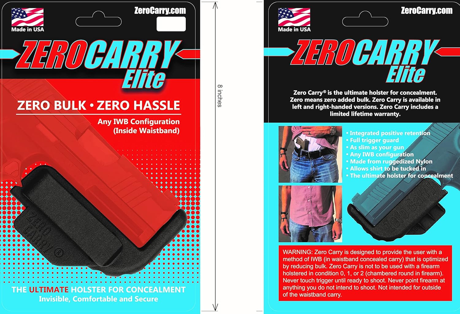 Fits S&W SD9 2.0, SD9, SDVE. Zero Carry Elite IWB Holster. As Slim as Your Gun. Invisible, Comfortable, and Secure. Built in Gun Retention and Trigger Guard. Lightweight with no Added Bulk