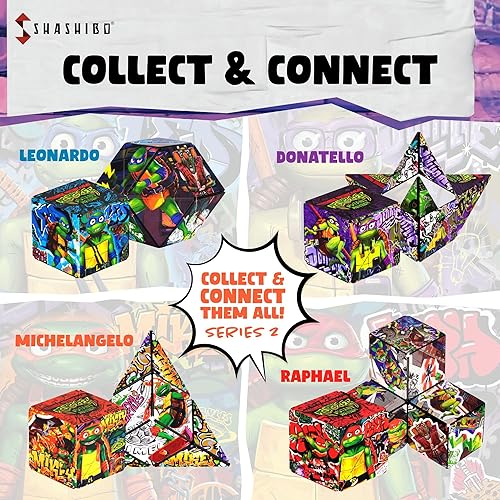 Miniatura 6 de Shashibo Teenage Mutant Ninja Turtles - Cubo magnético patentado de rompecabezas con 36 imanes de tierras raras, premiado y patentado, que se