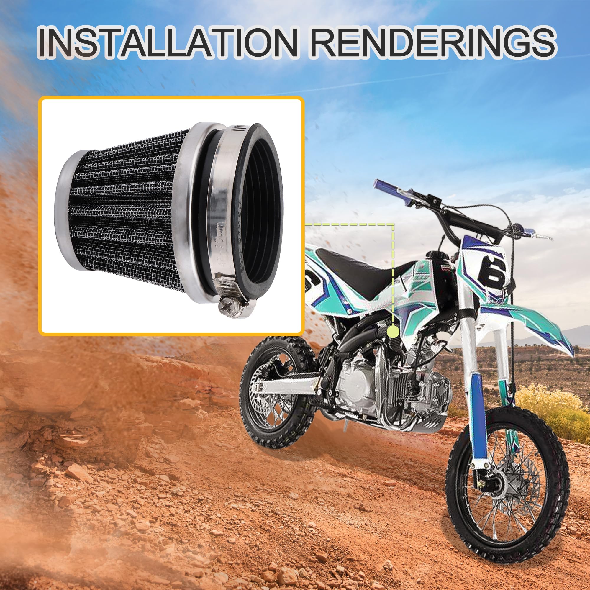 GOOFIT Filtre à Air Pour Moto 35mm 38mm 44mm 58mm