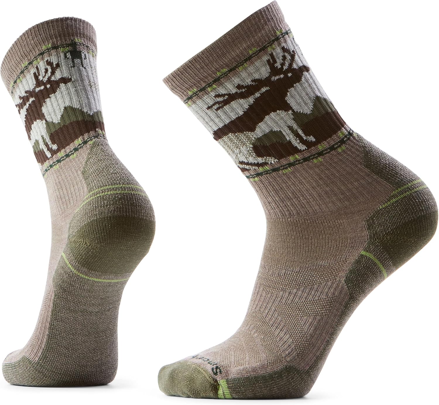 Smartwool Mens Hike Light Cushion Mountain Moose Crew Socks