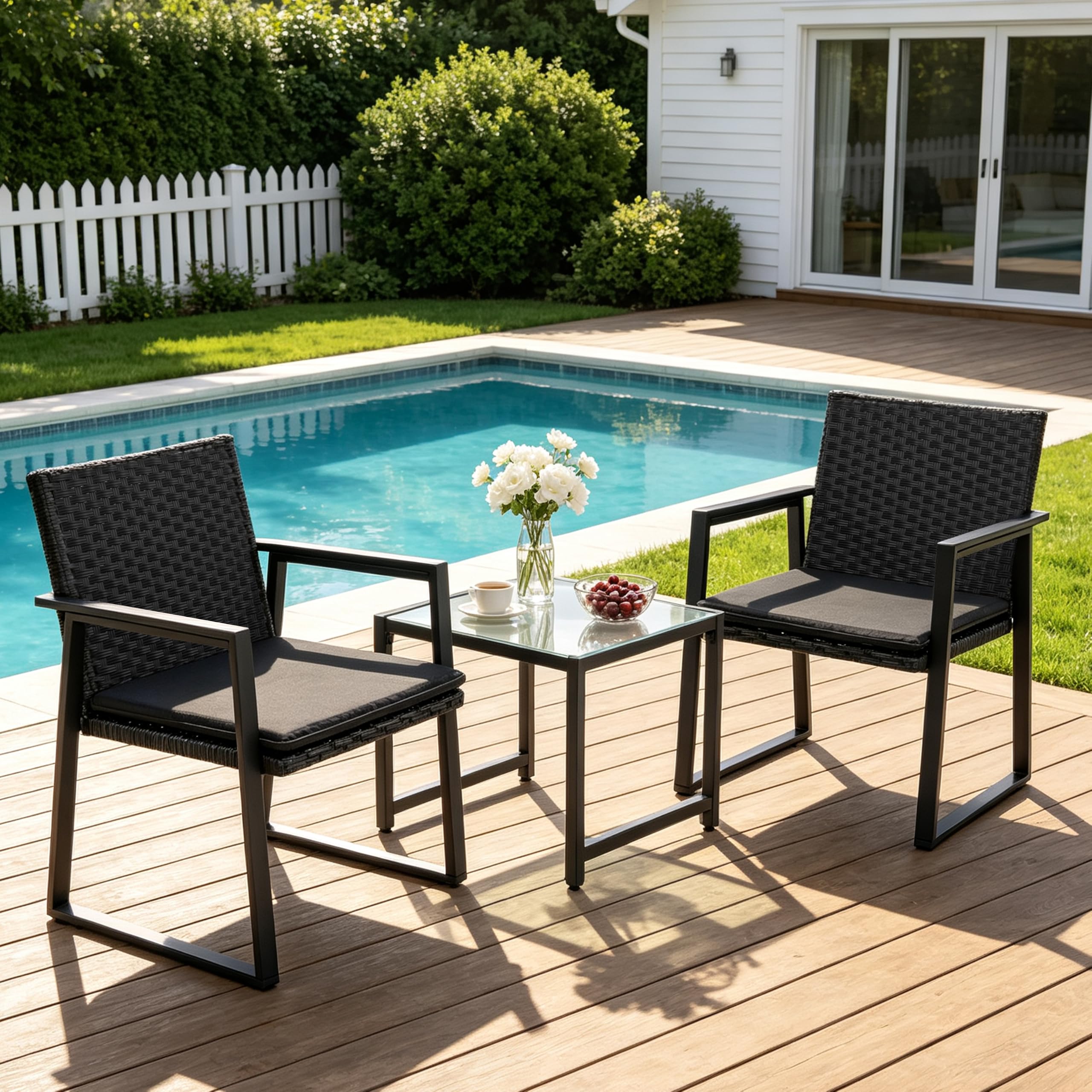 Three-Piece Rattan Patio Bistro Set