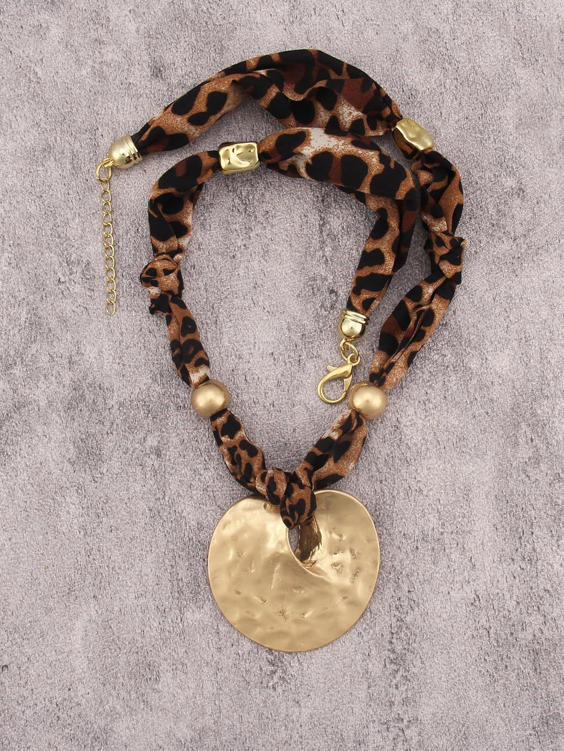 GelConnie Scarf Necklace with Charm Bandana Necklaces for Women Boho Beach Leopard Choker Necklace Statement Rope Scarf Pendant Wedding Jewelry Adjustable - Image 5