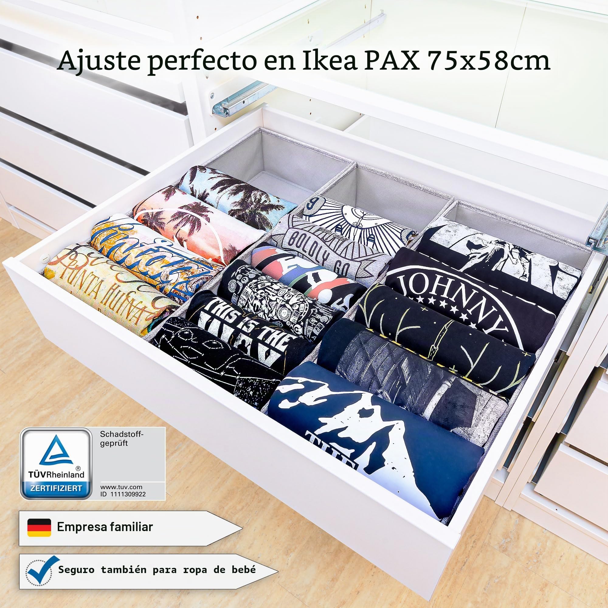 SIMPLE JOY® Organizador de cajones compatible con Ikea (PAX75 (3 compartimentos))