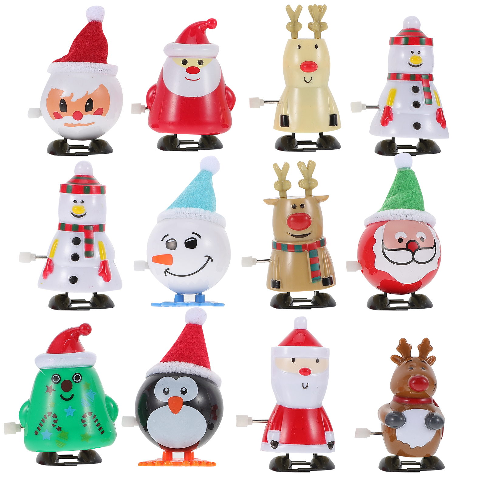 20 Stück Weihnachtsspielzeug Aufziehfiguren - Rentier, Schneemann, Weihnachtsmann Set