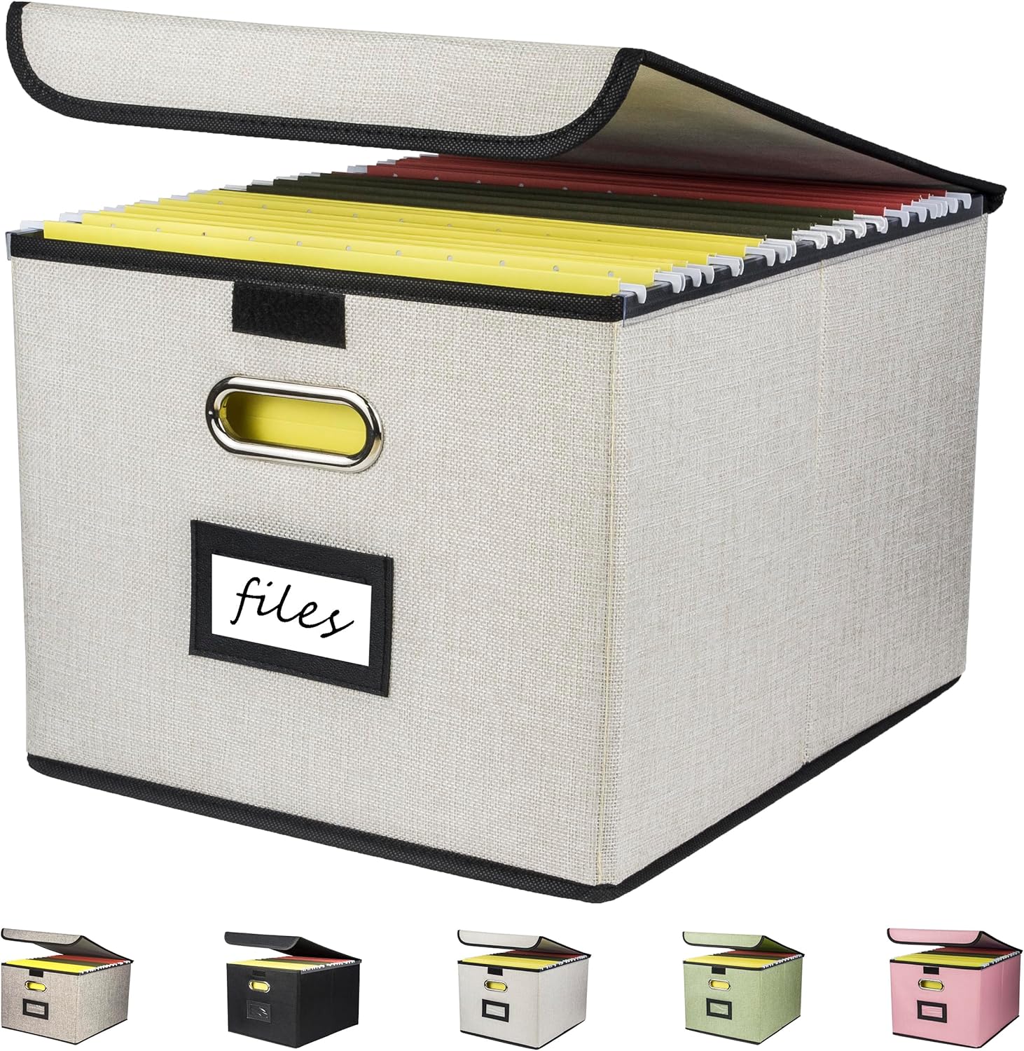 OKBONN Portable file storage boxes with lids,Collapsible