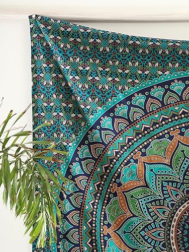 Vista 263 de Popular Handicrafts Tapestry Wall Hanging Hippie Ombre Mandala Bohemian HippyMetallic Shine Intricate Indian Tapestries Bedspread 84 x 90 Inches