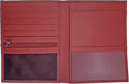 Cartera de pasaporte de cuero genuino RFID, Rojo -, Cartera Rfid