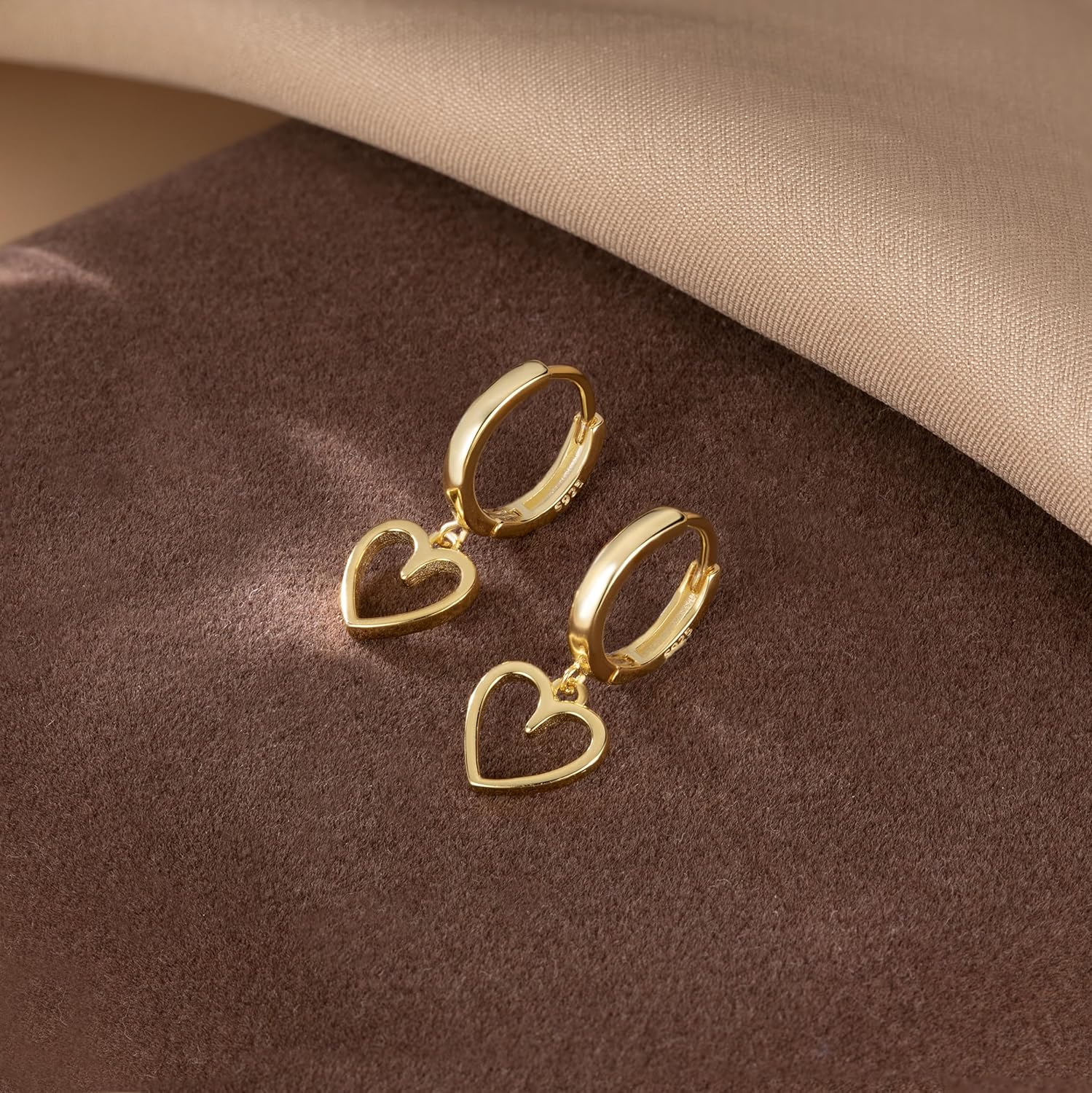 Reffeer Solid 925 Sterling Silver Heart Drop Earrings Hoop for Women Teens Heart Hoop Earrings Huggie Drop Earrings - Image 4