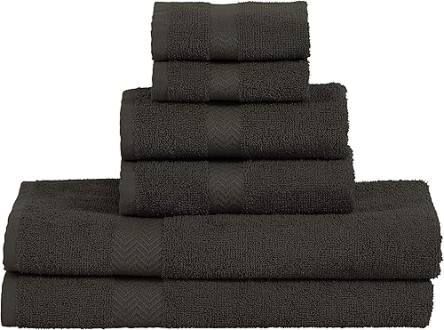 Superior Juego de toallas surtidas de algodón de 6 piezas, incluye 2 toallas faciales, 2 manos y 2 toallas de baño, artículos esenciales para el