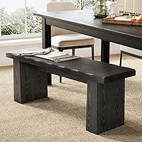 LITTLE TREE 47-Inch Black Wooden Entryway Bench - Sturdy Farmhouse Dining Bench for Hallway, Bedroom, Kitchen, Easy Assembly
