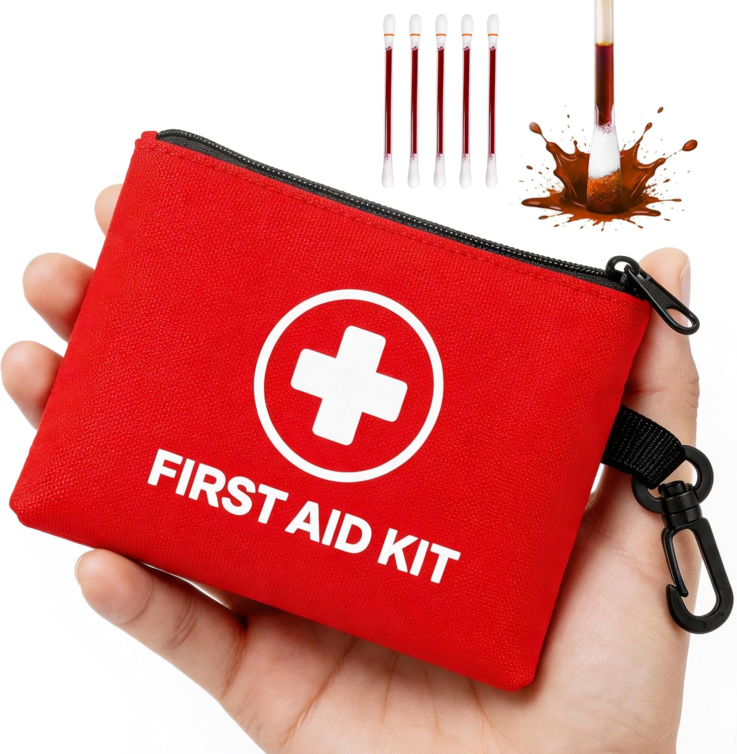 Prelady 35Pcs Travel Size Mini Waterproof First Aid Kit Portable Small First Aid Kits with Cotton Sticks Pads Skin Closing Strips for Car Camping Hiking Home Boat Dorm Business