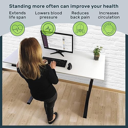 Miniatura 5 de TechOrbits Marco de escritorio eléctrico de pie de 60 x 24 pulgadas, estación de trabajo motorizada, escritorio de pie de dos patas con ajustes de