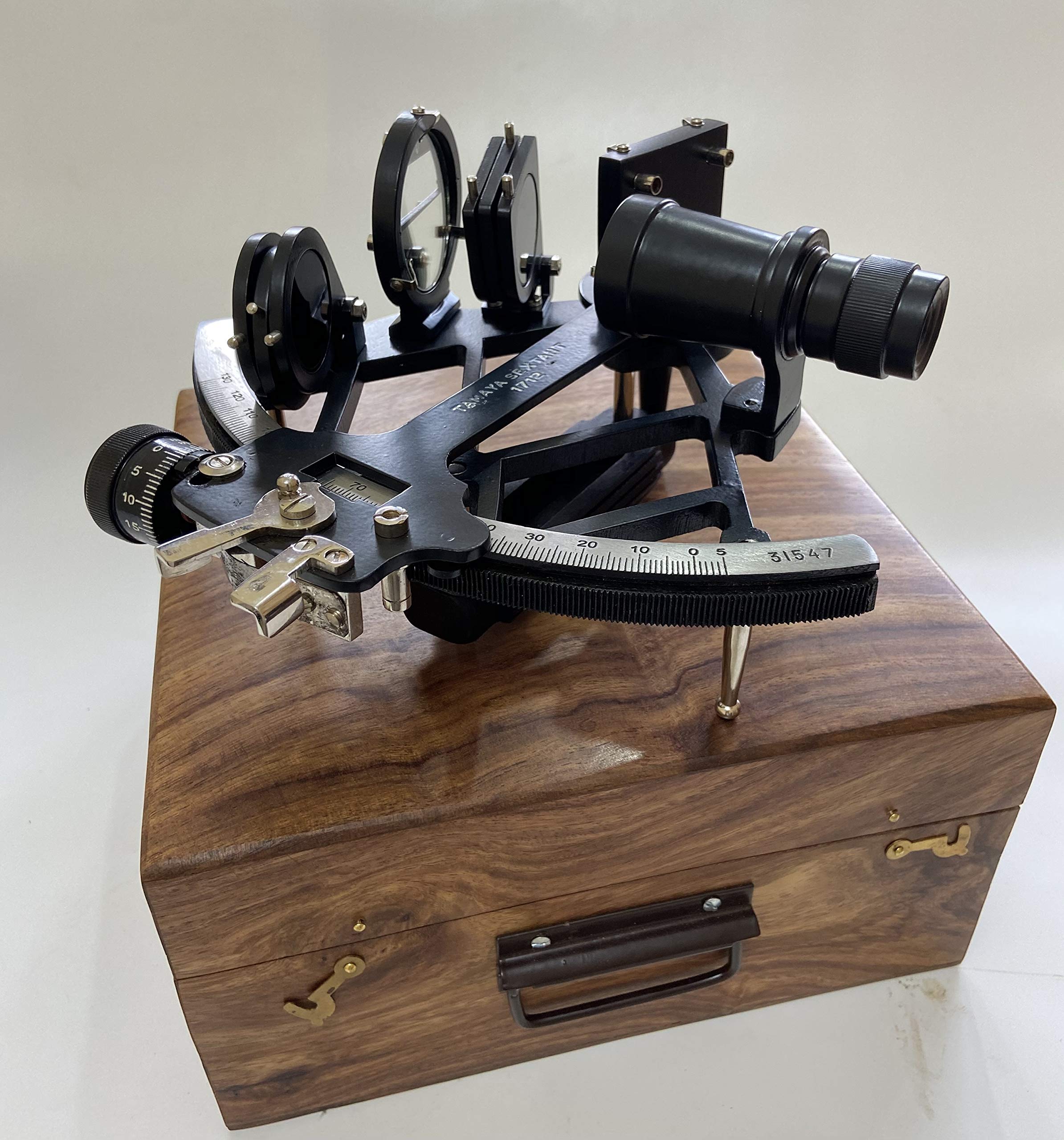 Malla Inc Sextant de navigation en aluminium massif avec boîte en bois Inc. – Sextant Tamaya nautique – Sextant original – Sextant marin