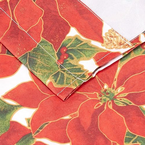 Miniatura 5 de Violet Linen Juego de cortinas de cocina de 3 piezas con diseño floral de flor de pascua con estampado navideño decorativo