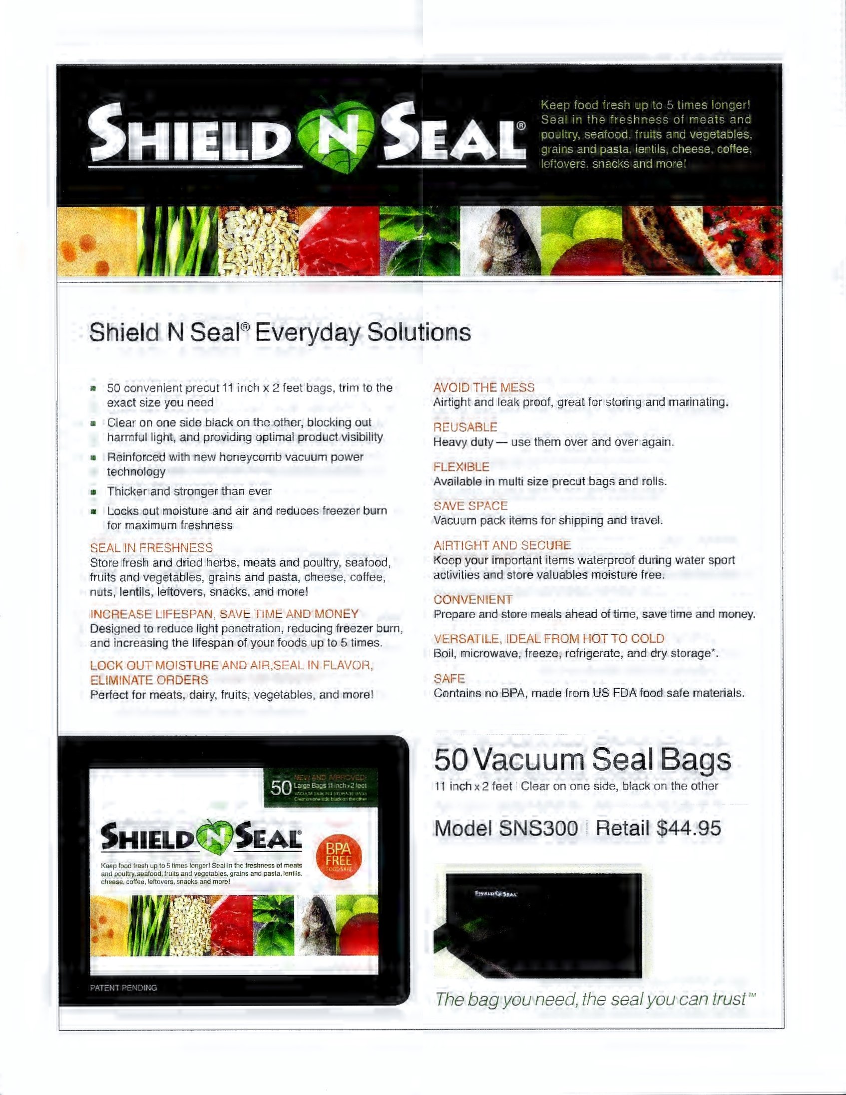 Black and Clear 11x24 Precut Vacuum Sealing bags
