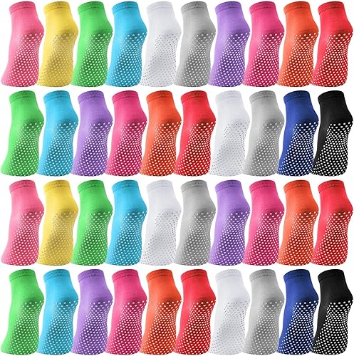 Jiuguva 36 pares de calcetines antideslizantes con agarres, calcetines antideslizantes para hombres y mujeres, calcetines antideslizantes para yoga,