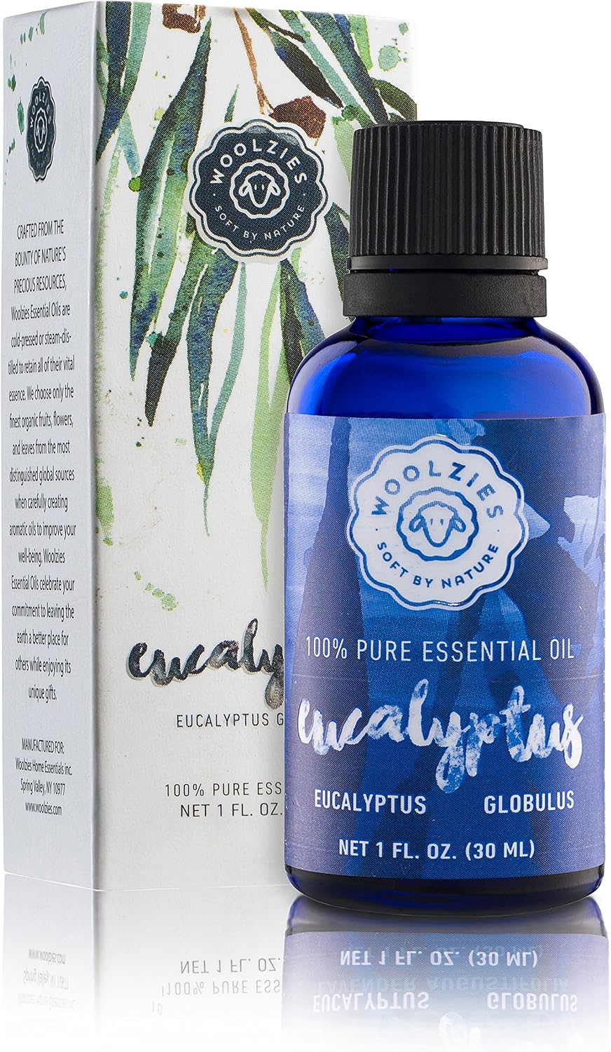 Woolzies 100% Pure Eucalyptus Essential Oil 1 Oz | Relaxing, Clarifying, Clear Breathing, Undiluted Therapeutic Grade | For Diffusion, Internal and Topical Use