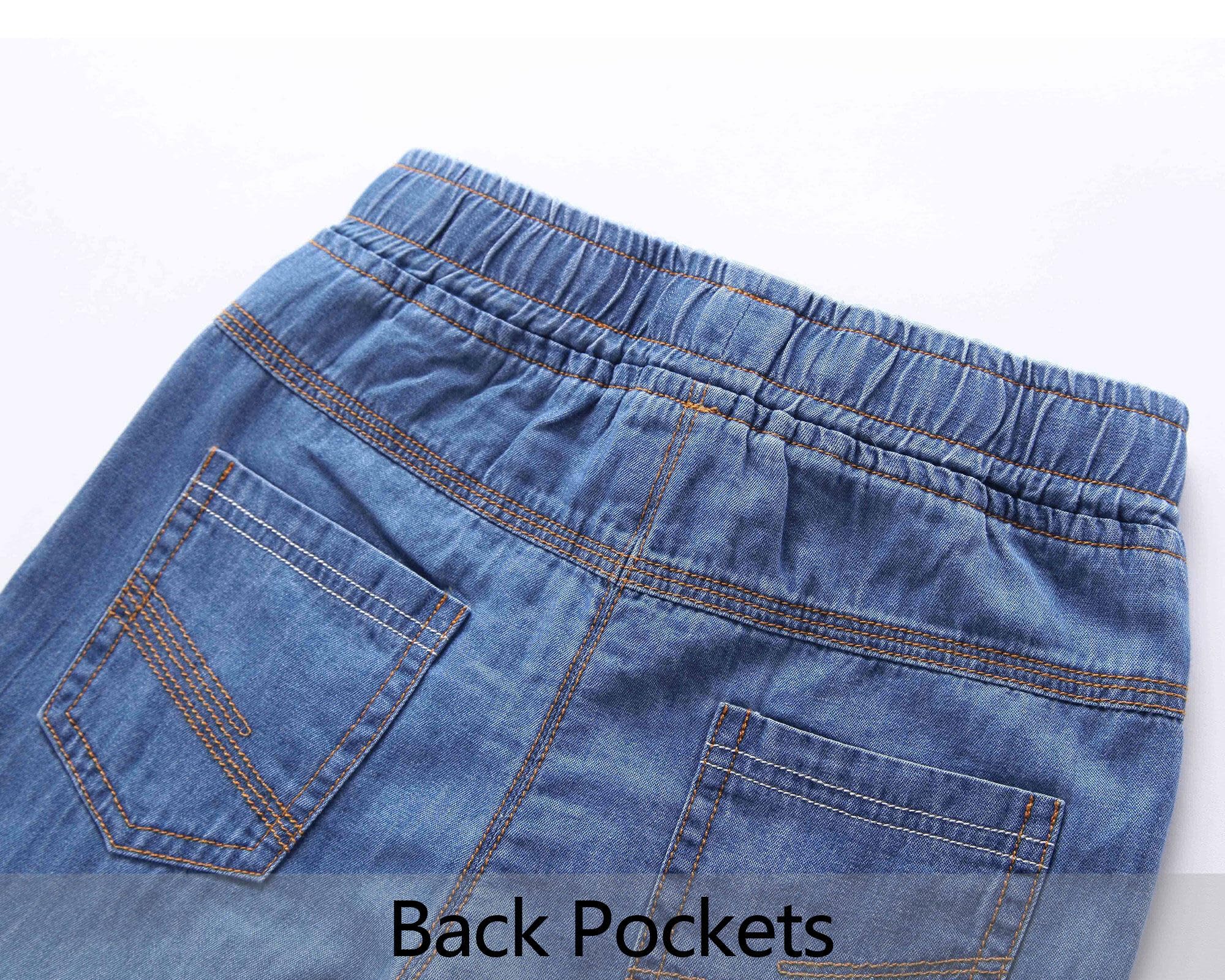 Happy Cherry Pantaloni Lunghi Bambini con Tasche Jeans Denim Stretch Vita Elastica Tuta Moda Casual 3-12 Anni