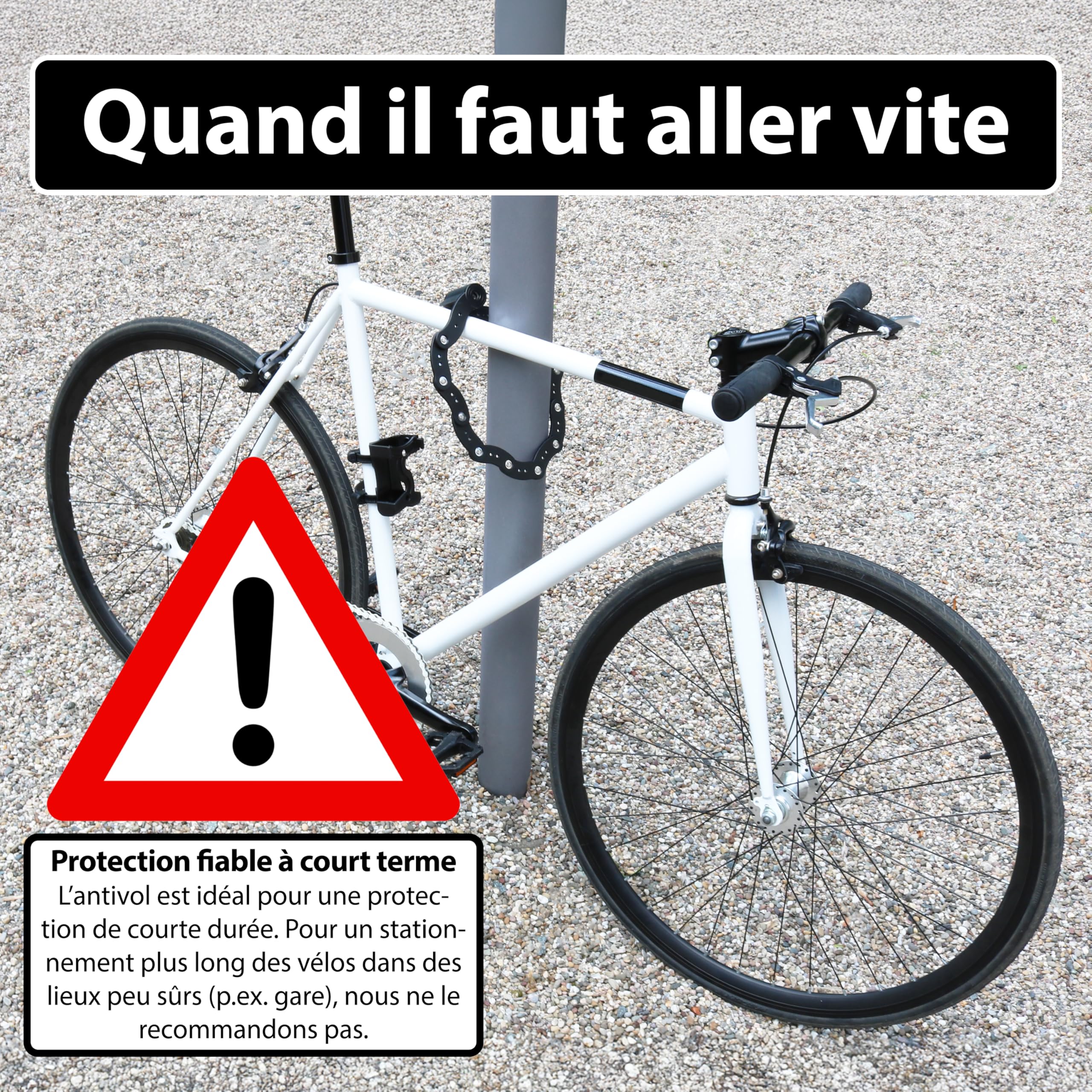 KOHLBURG antivol pliable léger de 420 g avec support pour longues randonnées, protection courte durée, antivols à maillons 70 cm pour vélo, e‑bike & vélo de course, mini antivol pliable petit & léger