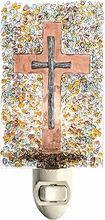 Cross Night Light Wall Plug in Decorative Fused Glass by J Devlin NTL 221