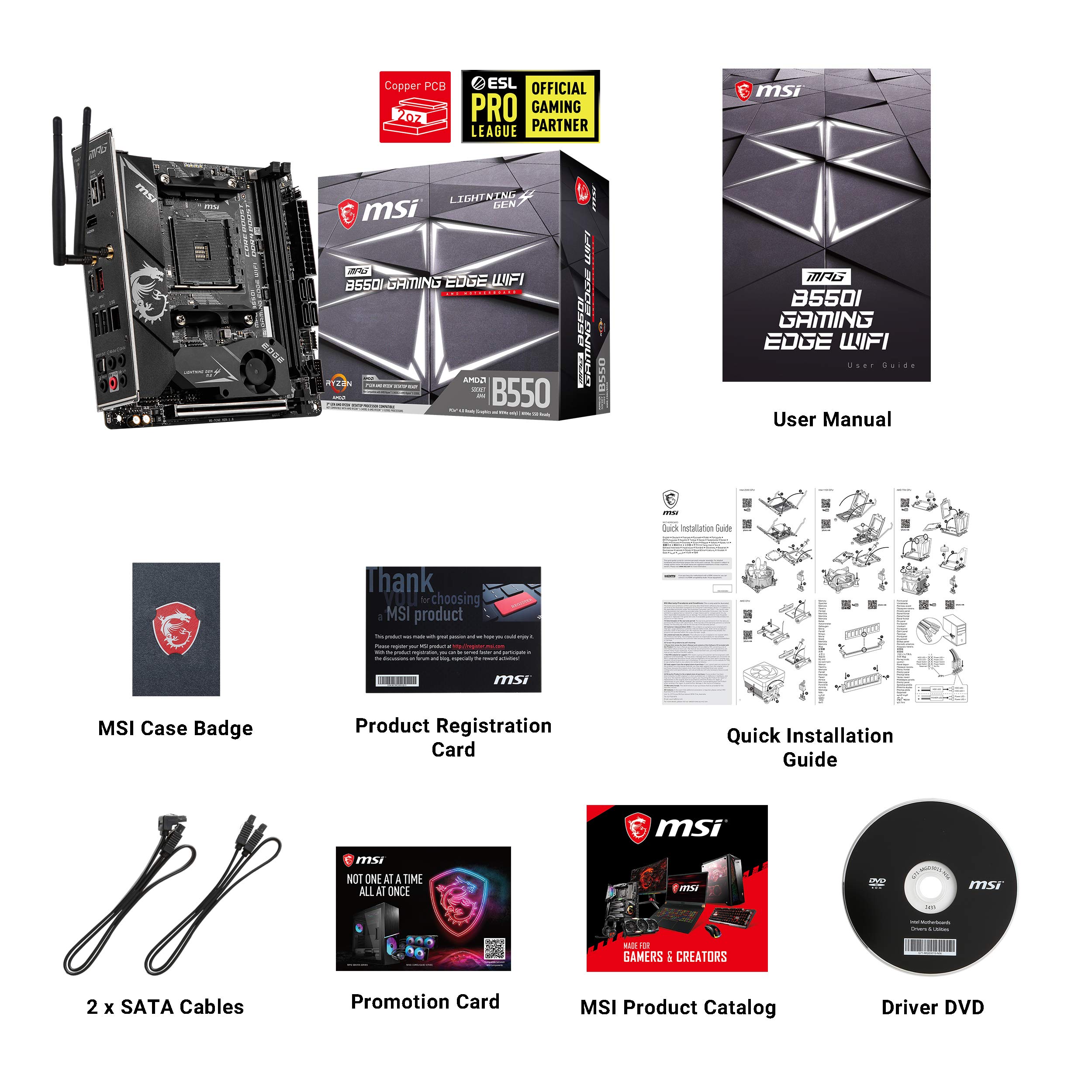 MSI MPG B550 Gaming Plus V1 Gaming Motherboard (AMD Ryzen 5000, AM4, DDR4, PCIe 4.0, SATA 6Gb/s, M.2, USB 3.2 Gen 2, HDMI/DP, ATX)