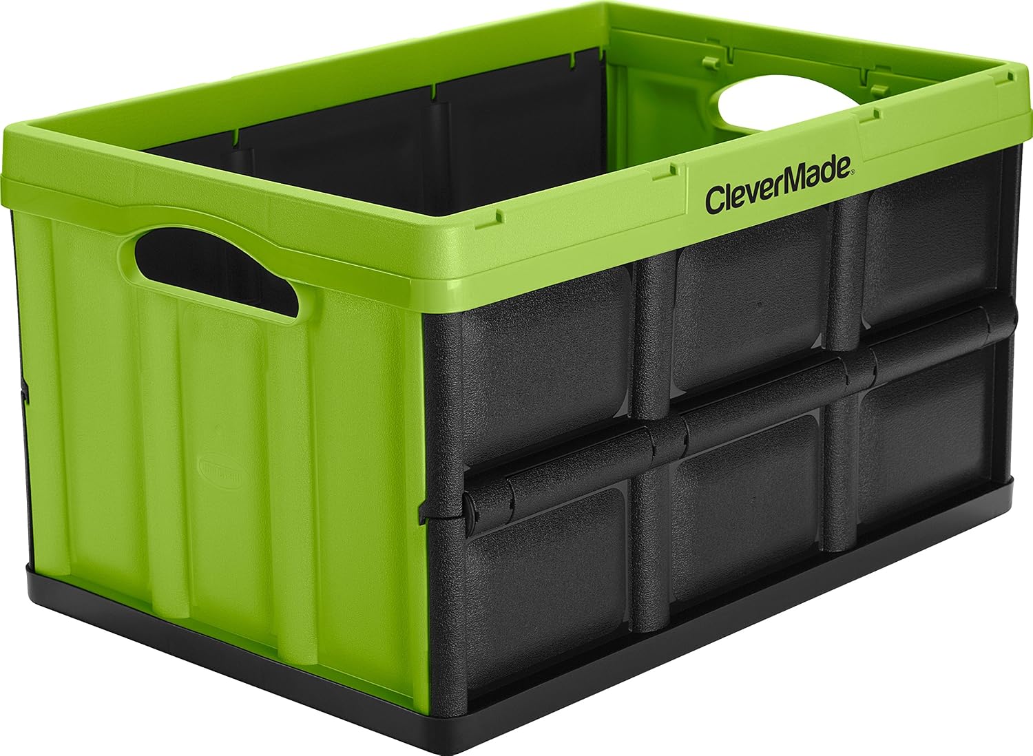 CleverMade CleverCrates 46 Liter Collapsible Storage Bin/Container: Solid Wall Utility Basket/Tote, Kiwi Green