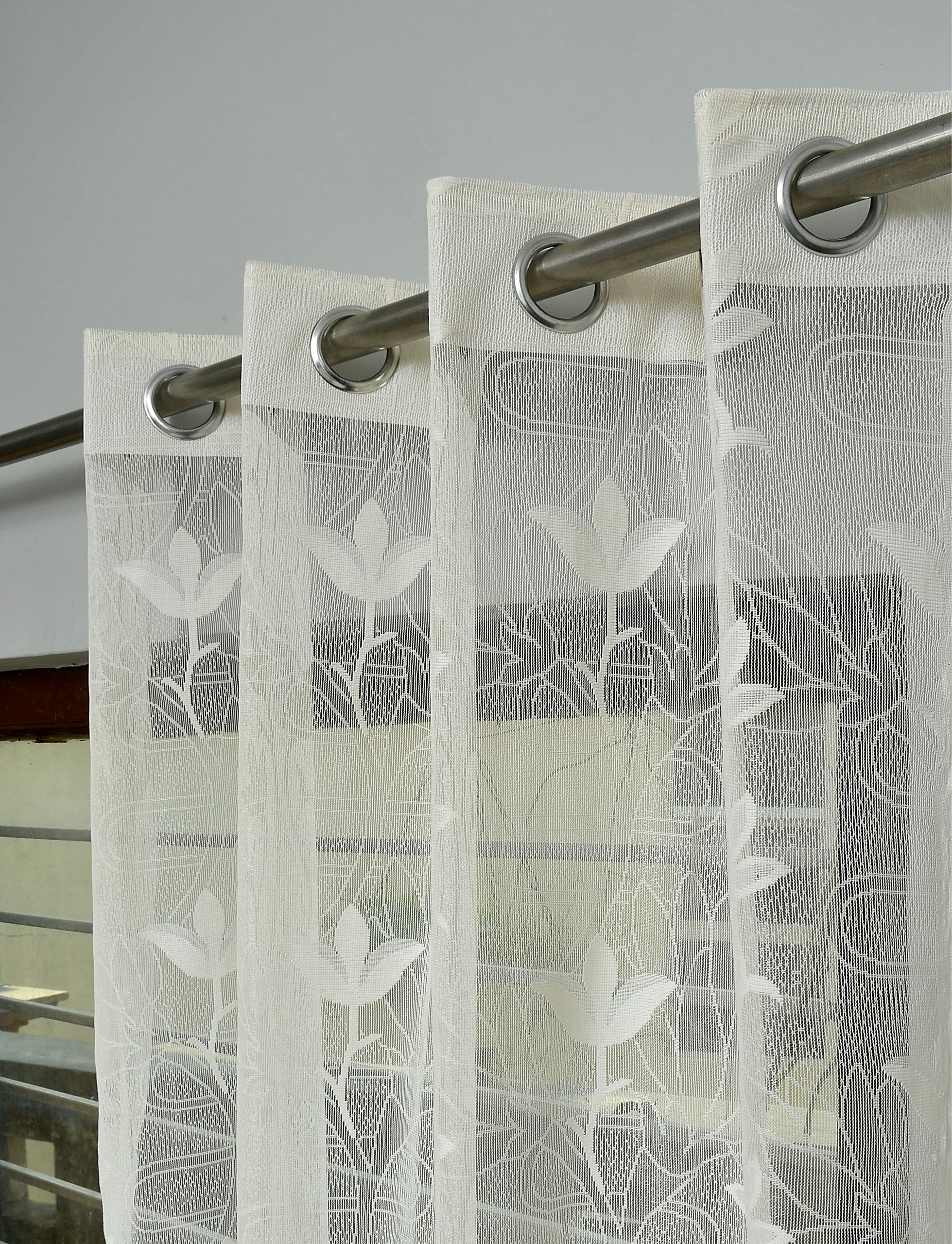 Yellow Weaves Net Curtain for Door, Cream Color, Tripartite Leaf, 5 Feet - Pack of 2 (B09X74GJHT) Amazon Price History, Amazon Price Tracker