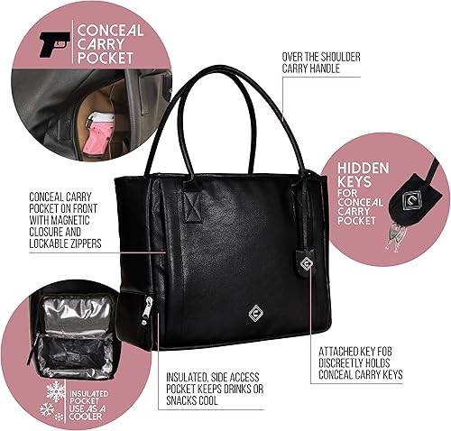 Miniatura 4 de Allen Company Bolso de transporte oculto para niñas con armas 'Casual Cosmic' con gran bolsillo térmico aislado, piel sintética, color negro