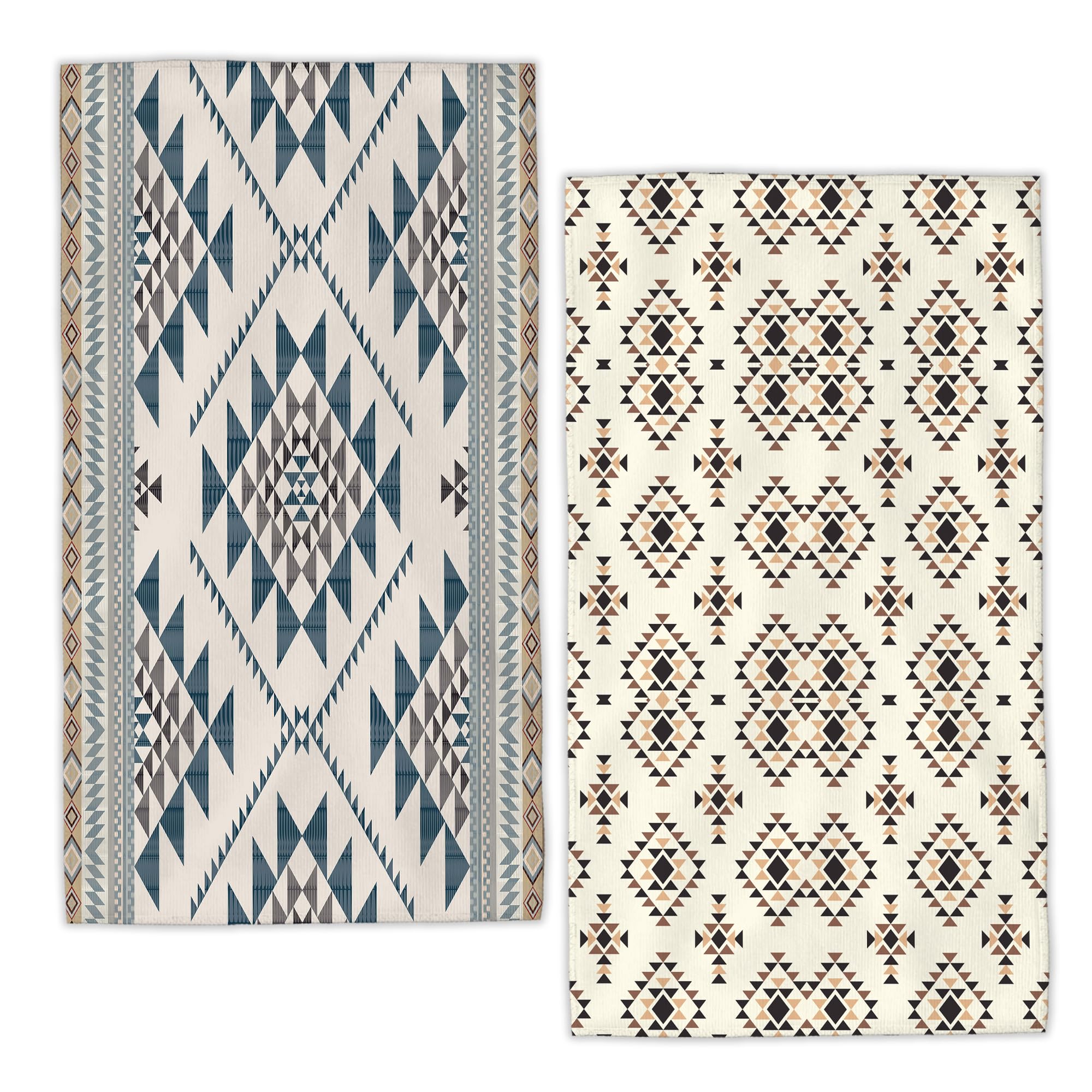 LUOENY Western Aztec Tea Towels for Drying Dishes, Absorbent Decorative Kitchen Towel, Cleaning Cloth for Kitchen Baking Bar Bathroom Decoration (45x60 cm Set of 2)