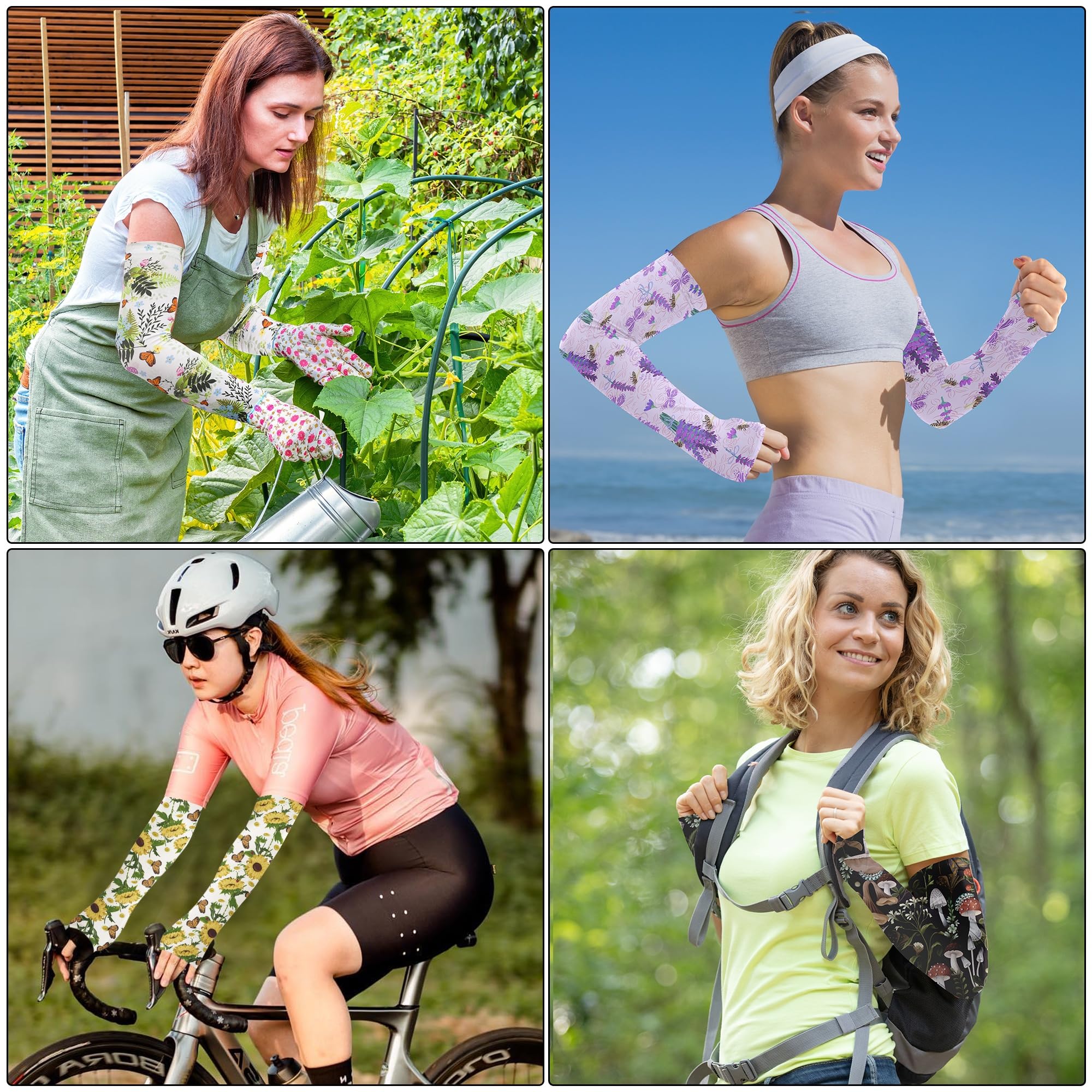 FISHEAL Mangas de jardinería con protección solar, para mujeres y hombres, protección UV UPF 50+, mangas de brazo con agujeros para los pulgares, agricultura, pesca al aire libre