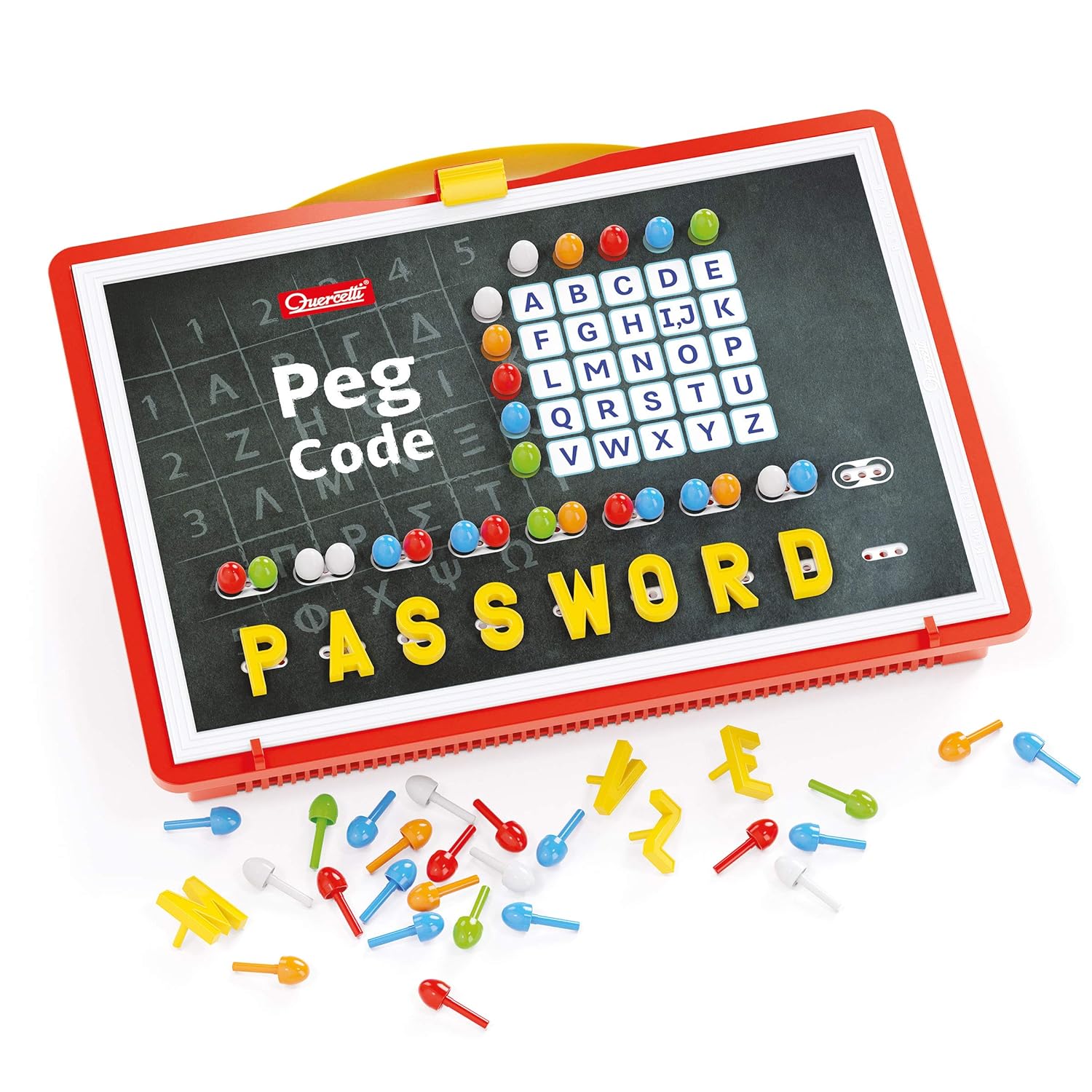 Quercetti Peg Code Strategy Game - Write and Decode Secret Words and Messages Using Deduction and Logic, for Kids Ages 5 Years +,Multi-Colored