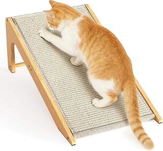 Kratzbrett fur Katzen - L-formiges Sisal Katzen Kratzbrett aus Bambus zur Krallenpflege - Kratzbretter fur Katze fördern Spiel& Entspannung- Katzenzubehör langlebig - Katzenkratzbretter