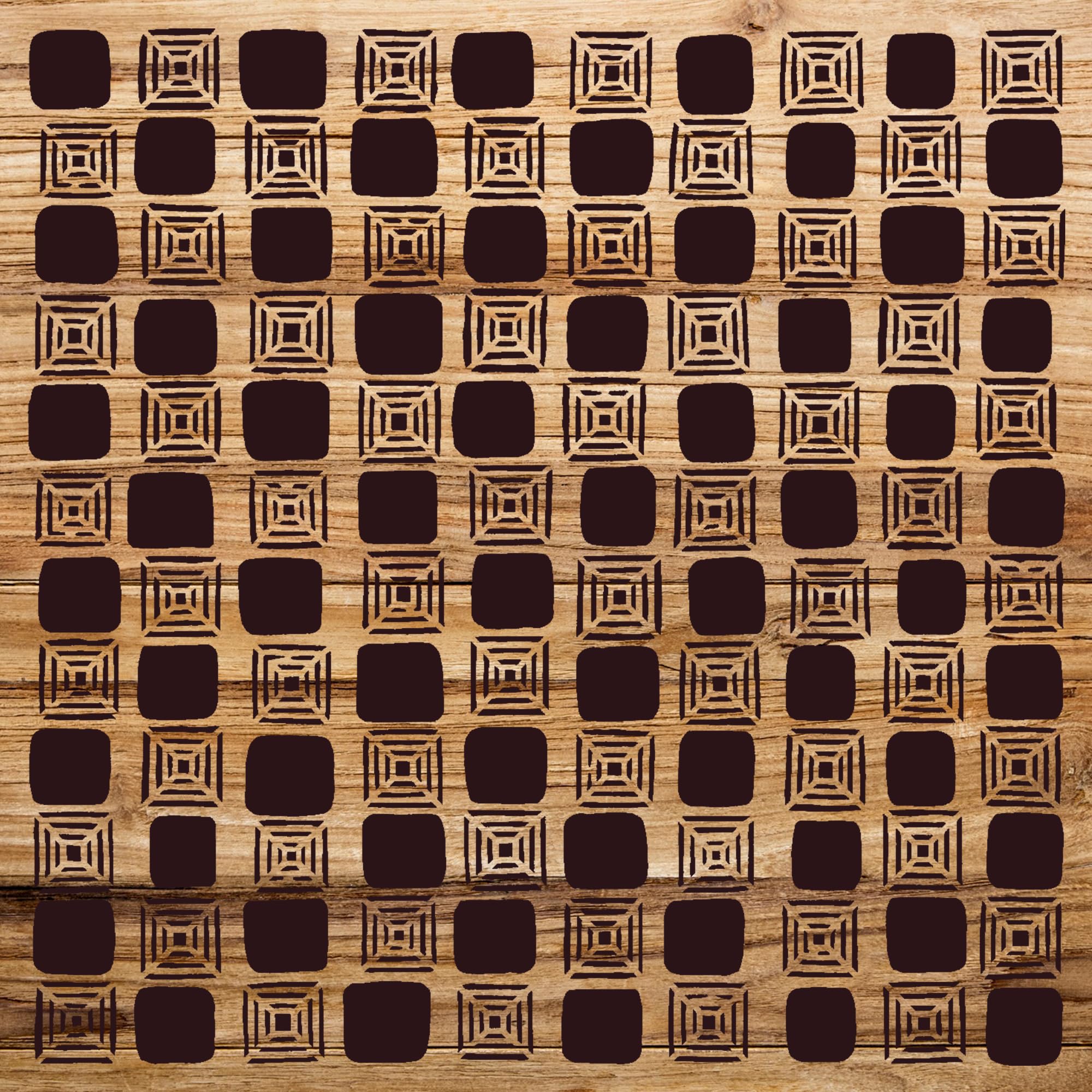 Checkered Pattern Stencil for Walls and Crafts, Geometric Squares Design, Reusable Mylar Template, Ideal for DIY Boho Decor and Art Projects - Size A3 (11.7