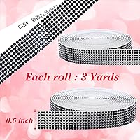 Vista 2 de Tiras de cinta de diamantes de imitación negras autoadhesivas, 3 yardas con diamantes de imitación de 0.079 pulgadas (0.079 in) para decoración