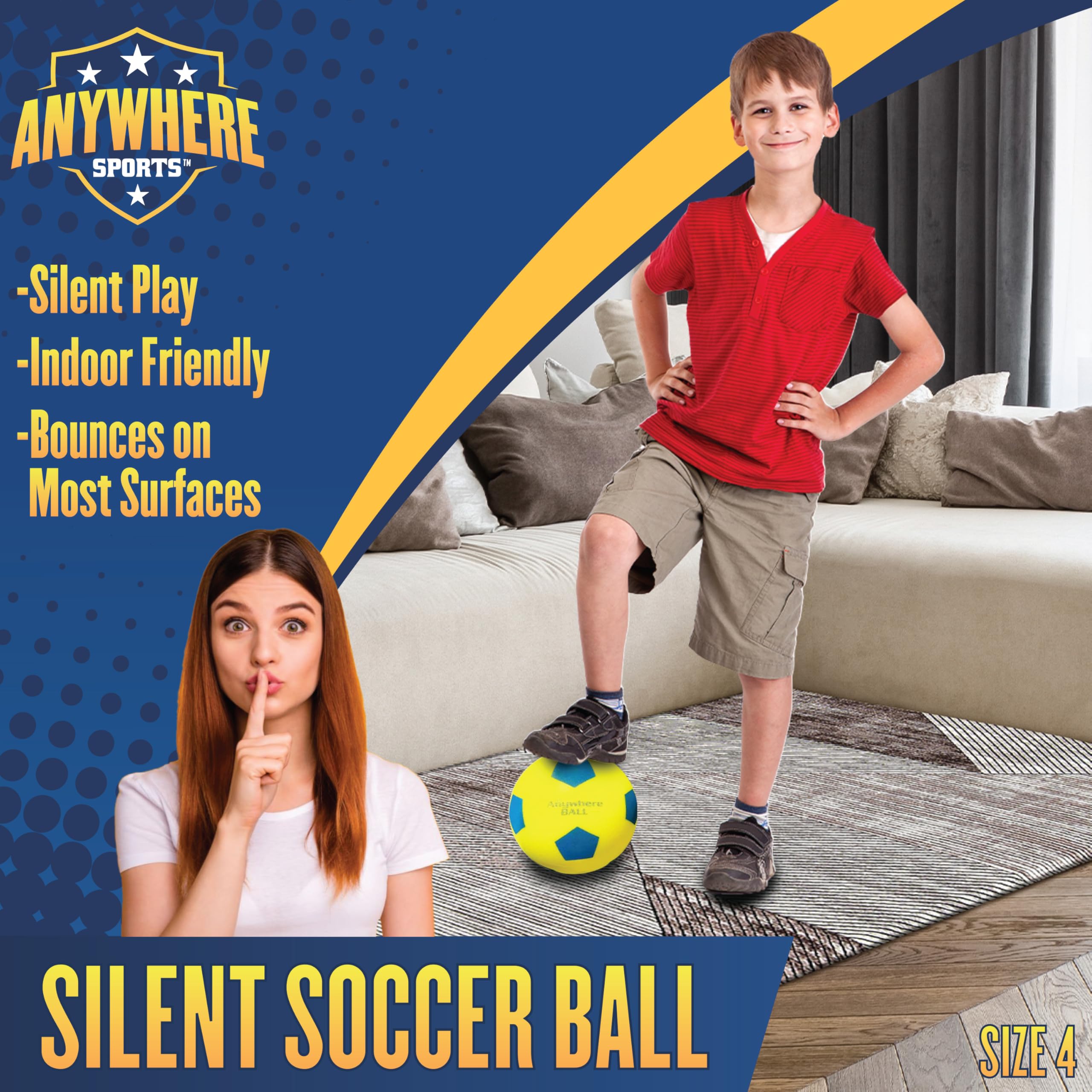 Anywhere Ball, pelota de fútbol silenciosa, tamaño 8 pulgadas, espuma sin aire para entrenamiento en interiores, patadas y rebote realista, práctica silenciosa 4