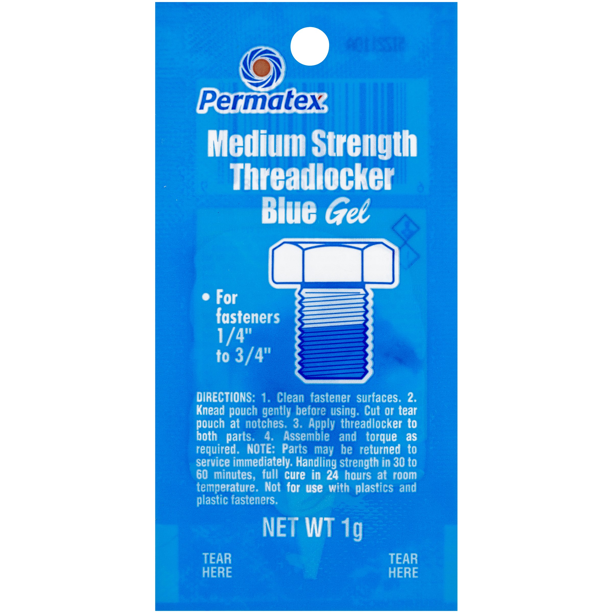 Permatex 09978 Counterman's Choice Medium Strength Threadlocker Blue, 1 g Pouch
