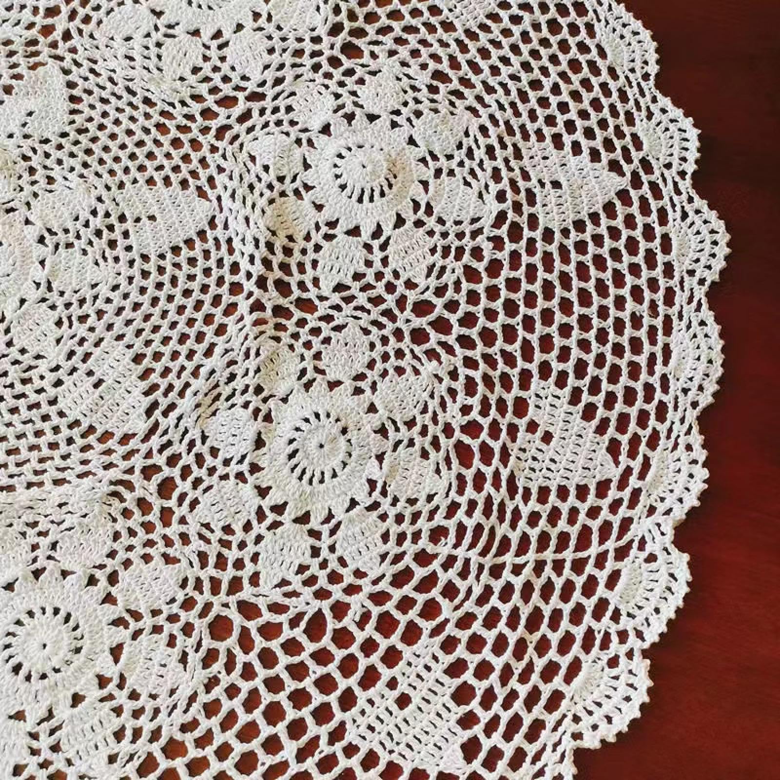 Runde handgefertigte Tischdecke mit Blumen, gehäkelt, für Küche, Kaffee, Tee, Party, Heimdekoration, 160 cm, Beige