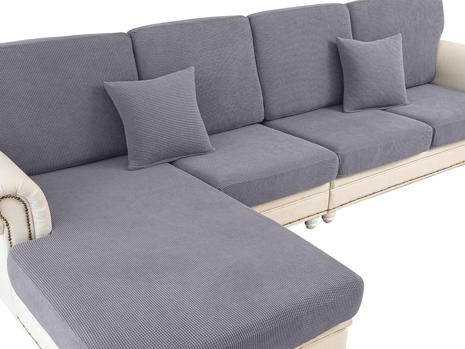 Couch Cushion Cover Loveseat Cover or 2 Seat Sofa Cover Washable Stretch Sectional Sofa Slipcover(1 Piece for Loveseat or Sofa 2-Seater, Light Grey)