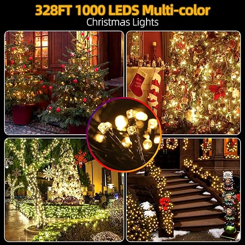 Miniatura 4 de 1000 luces LED de Navidad de 328 pies para interiores y exteriores, 8 modos para decoración de fiesta de árbol de Navidad, 100% certificación UL