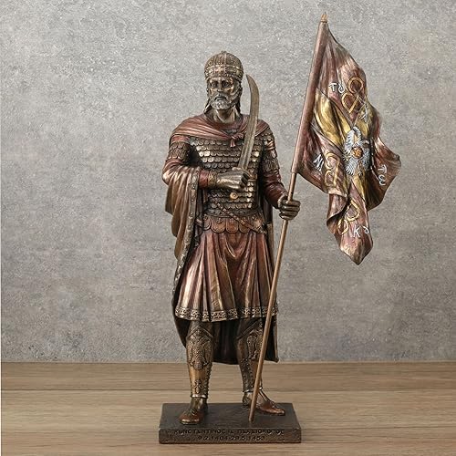 Miniatura 4 de 12 58 pulgadas Emporer bizantino Constantine XI Palaiologos Estatua de resina Acabado Bronce