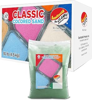 Sandtastik Moss Green Sand 10 lb Box Bright & Sparkling No Free Silica Vibrant Color Sand Sensory Terrarium Art Model Scenery Jewellery Arts & Crafts for Kids Boys Girls