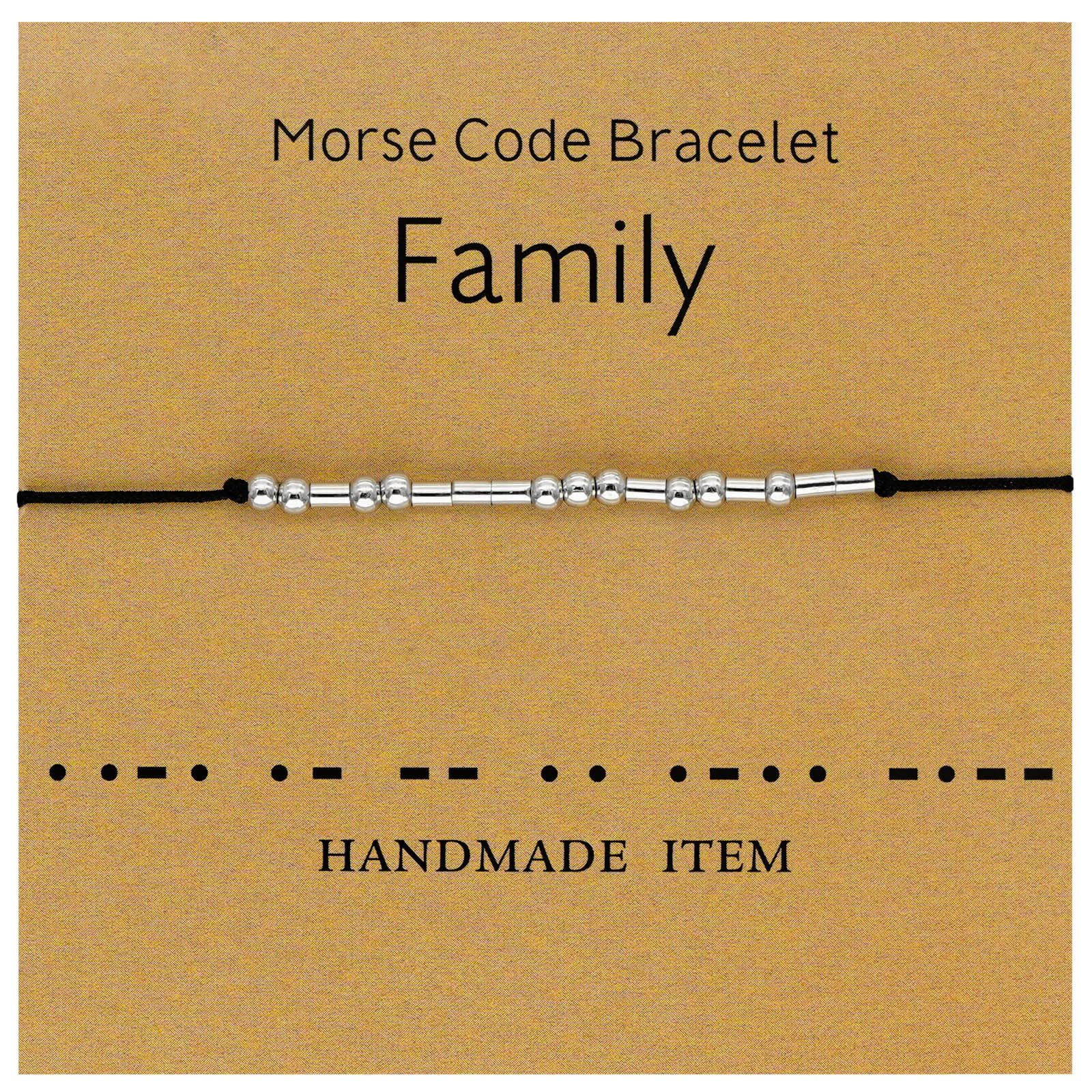 TidefireMorse Code Bracelets for Women Men Secret Message Beads Silk Cord Bangle Friendship Bracelet with Meaning Card
