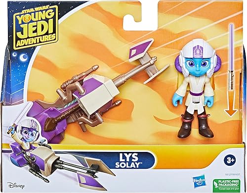 Miniatura 2 de Star Wars Young Jedi Adventures LYS Solay - Figura y bicicleta Speeder, figuras de acción y vehículos a escala de 4 pulgadas, juguetes de Star Wars,
