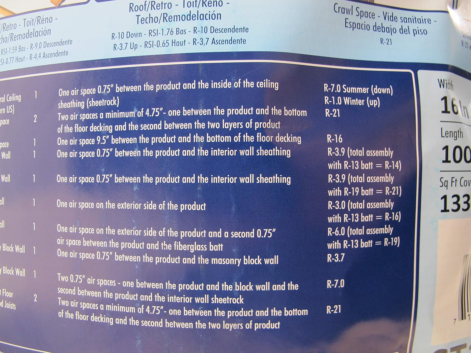 Reflectix 16 in. x 100 ft. Double Reflective Insulation with Staple Tab