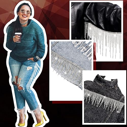 Miniatura 5 de Borla de Diamantes de Imitación con Flecos de Diamantes de Imitación Cinta de Perlas con Cadena de Borla de Diamantes de Imitación para Accesorios